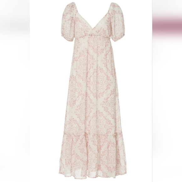 Slate & Willow for Revolve Pink Blush Whimisic Floral Print Midi Dress Slate Lg - Picture 4 of 13